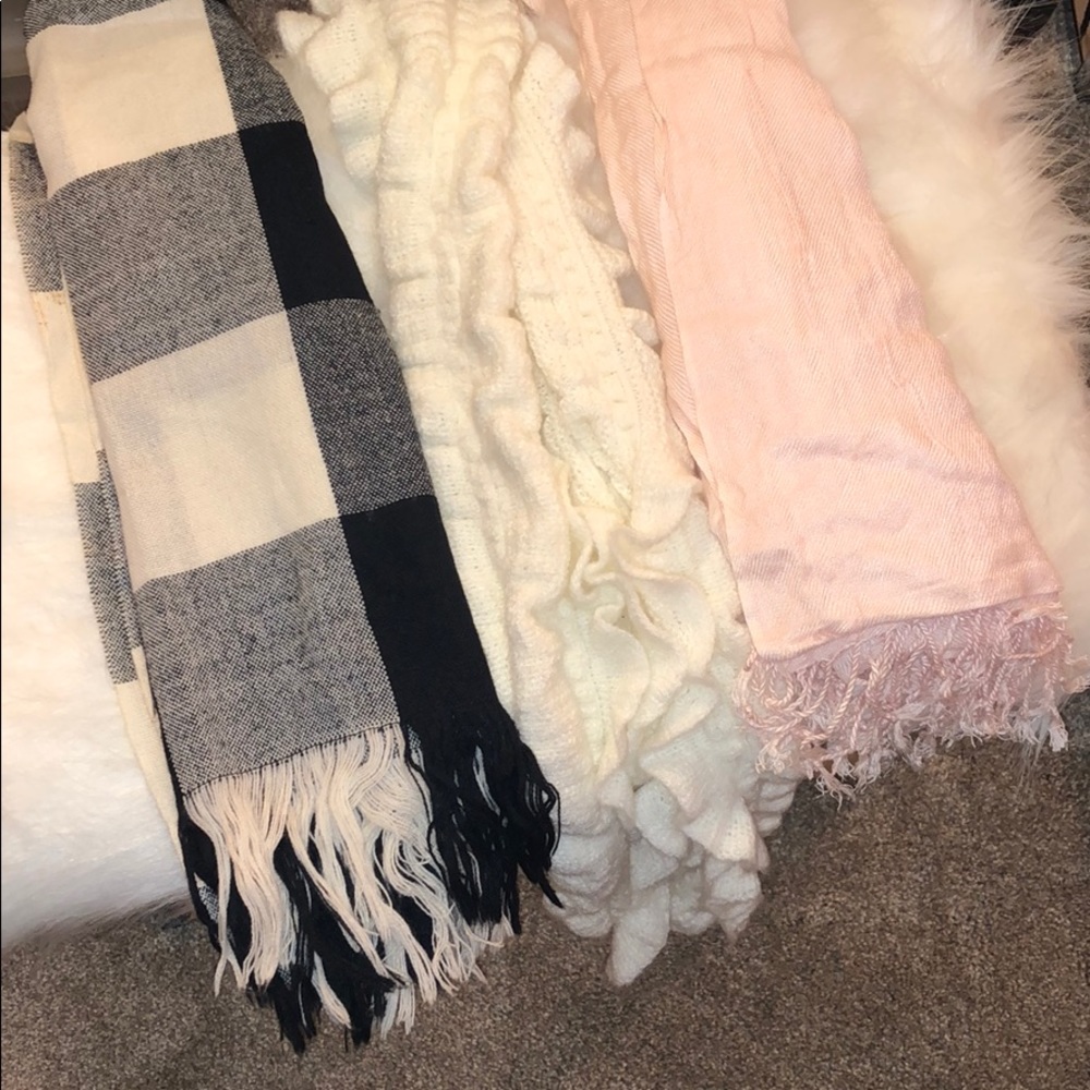 3 scarf bundle - pink, black & white